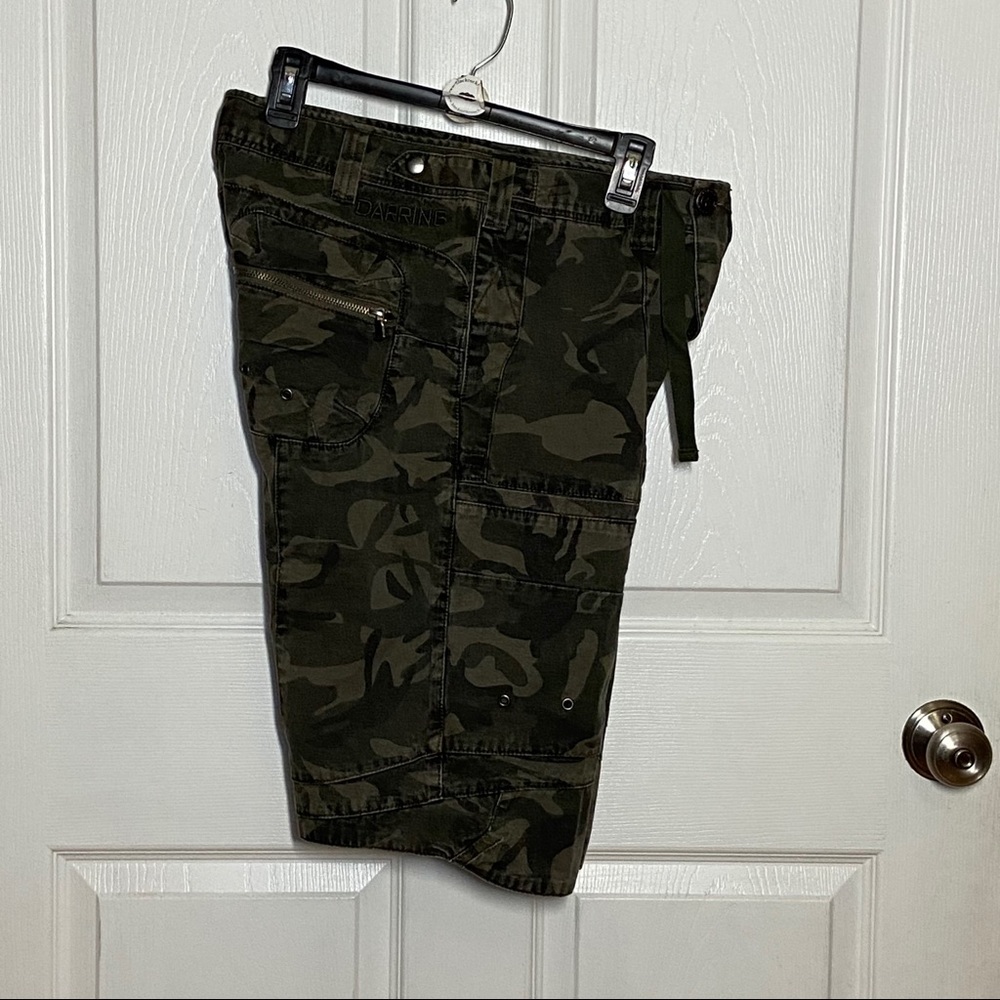 Darring Men Camo Shorts Green Cargo Size 32 - Picture 5 of 11